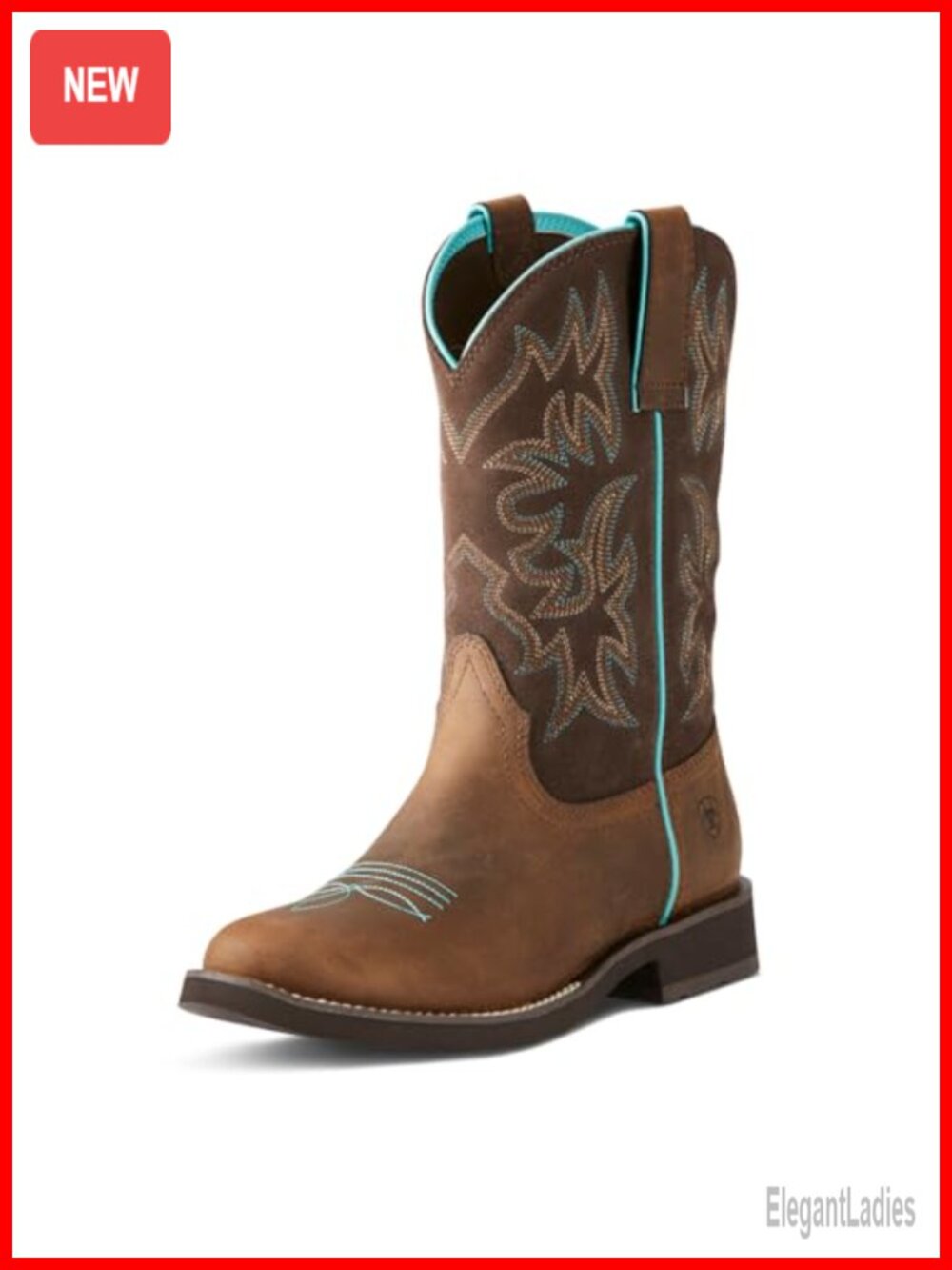 Ariat Delilah Round Toe Leather Work Boot Western Block Heel Mid-Calf